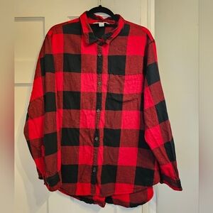 Red and Black Plaid Flannel Shirt